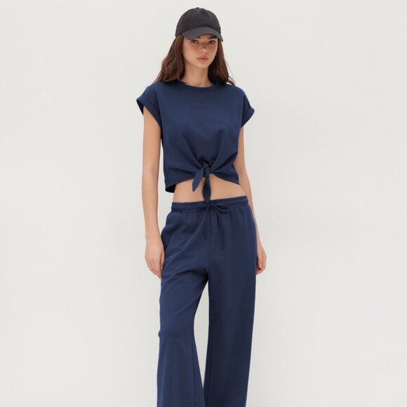 Cider Pants - Cider Matched Two-Piece Set straight leg crop top dark navy size XL